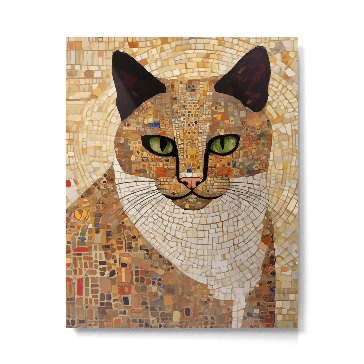 Klimt Cat with Green Eyes and White Scarf Metal Print Gallery Image 6