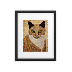 Klimt Cat with Green Eyes and White Scarf Framed Art Print Gallery Image 6