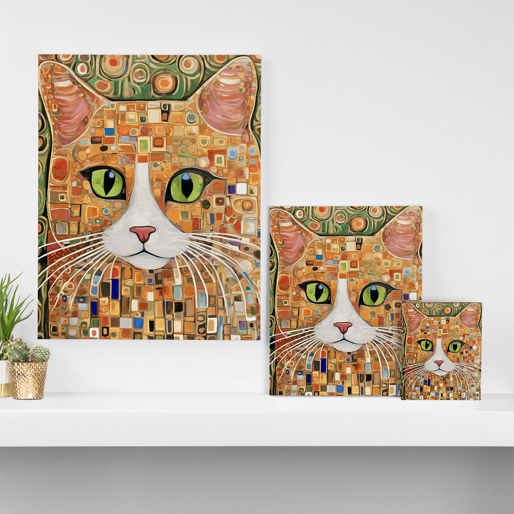 Klimt Cat with Green Eyes Canvas Print Gallery Image 3