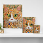 Klimt Cat with Green Eyes Canvas Print Gallery Image 3