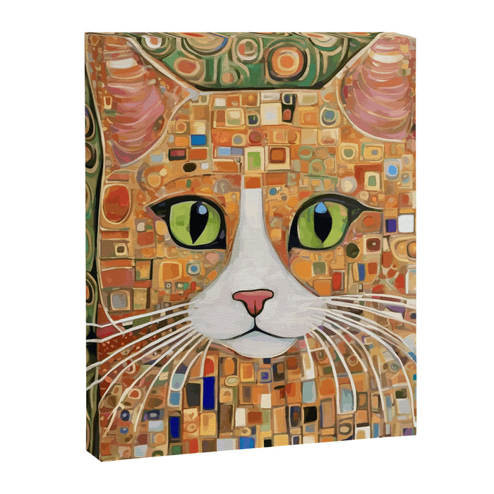 Klimt Cat with Green Eyes Canvas Print Gallery Image 1