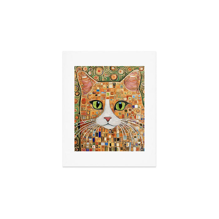 Klimt Cat with Green Eyes Art Print Gallery Image 1