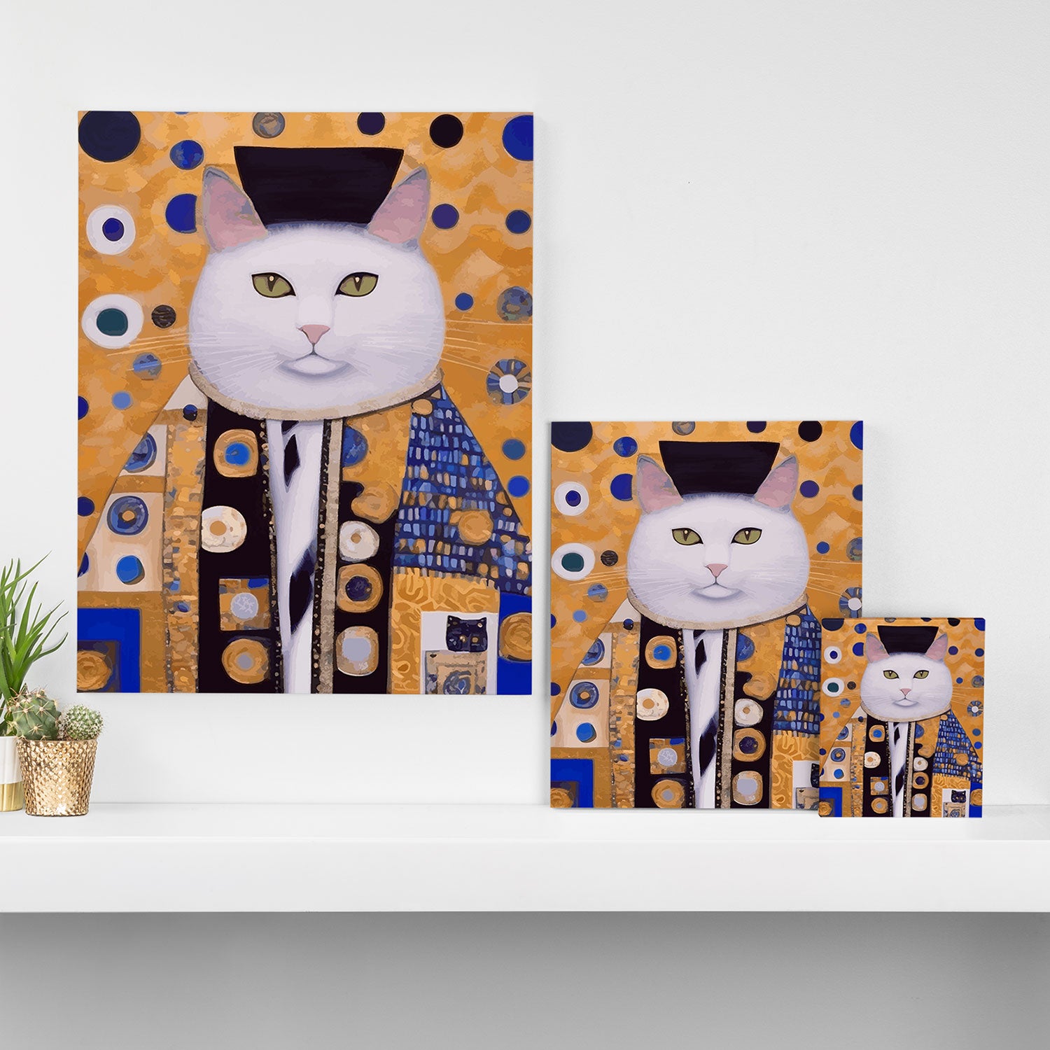 Klimt Cat with Green Eyes as Chinese Emperor Canvas Print Gallery Image 3