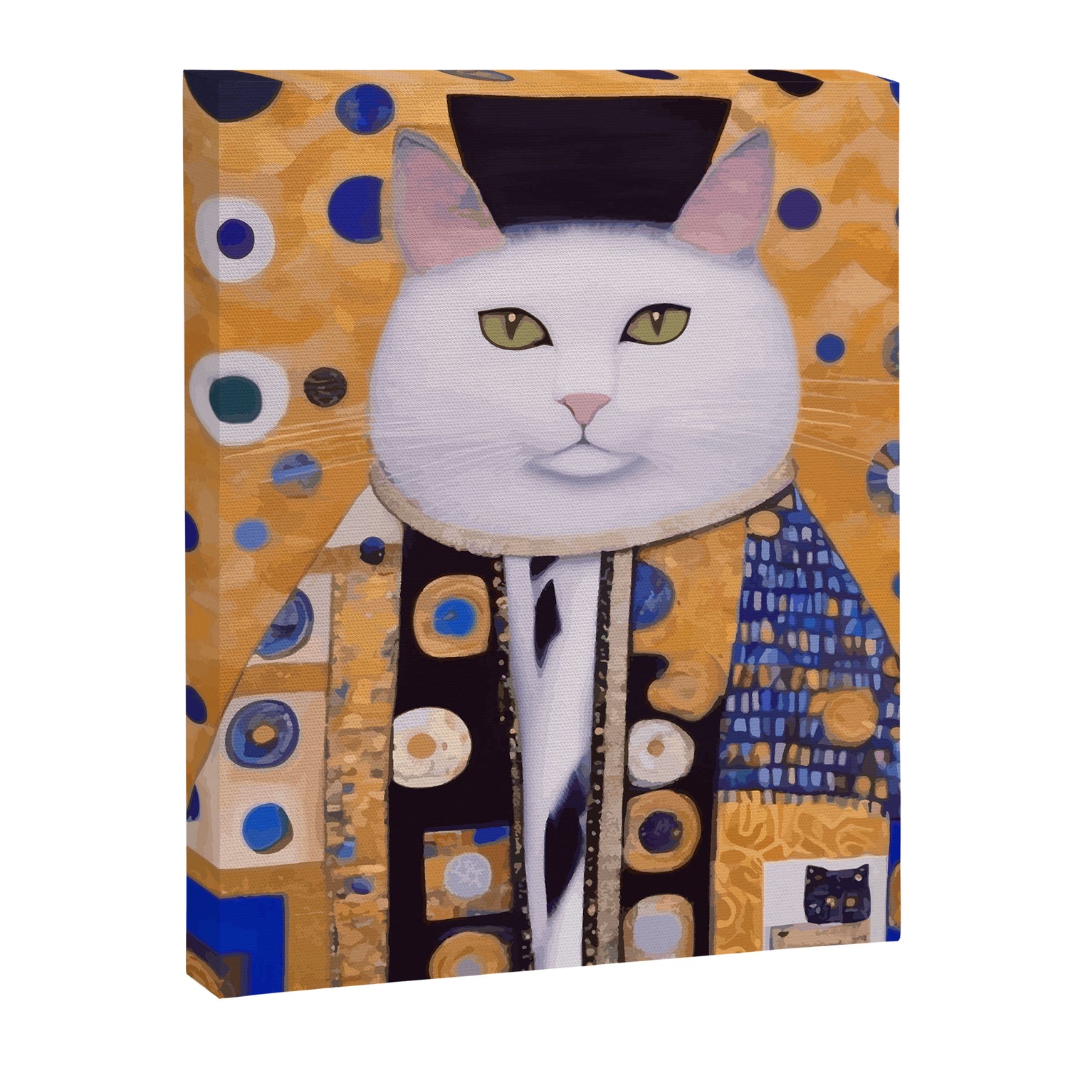 Klimt Cat with Green Eyes as Chinese Emperor Canvas Print Gallery Image 3