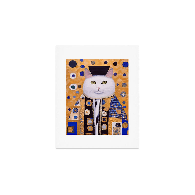 Klimt Cat with Green Eyes as Chinese Emperor Art Print Gallery Image 1