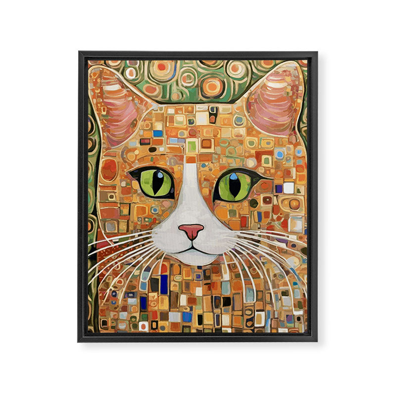 Klimt Cat with Green Eyes Framed Canvas Print Gallery Image 8
