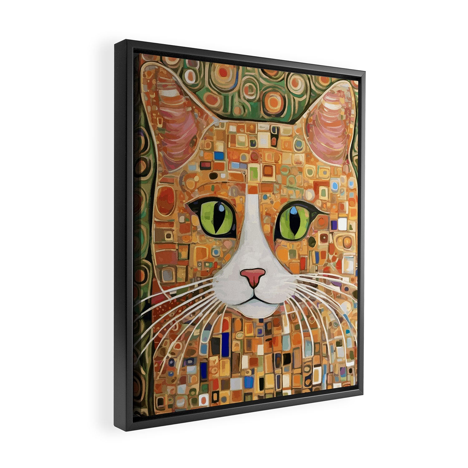 Klimt Cat with Green Eyes Framed Canvas Print Gallery Image 2
