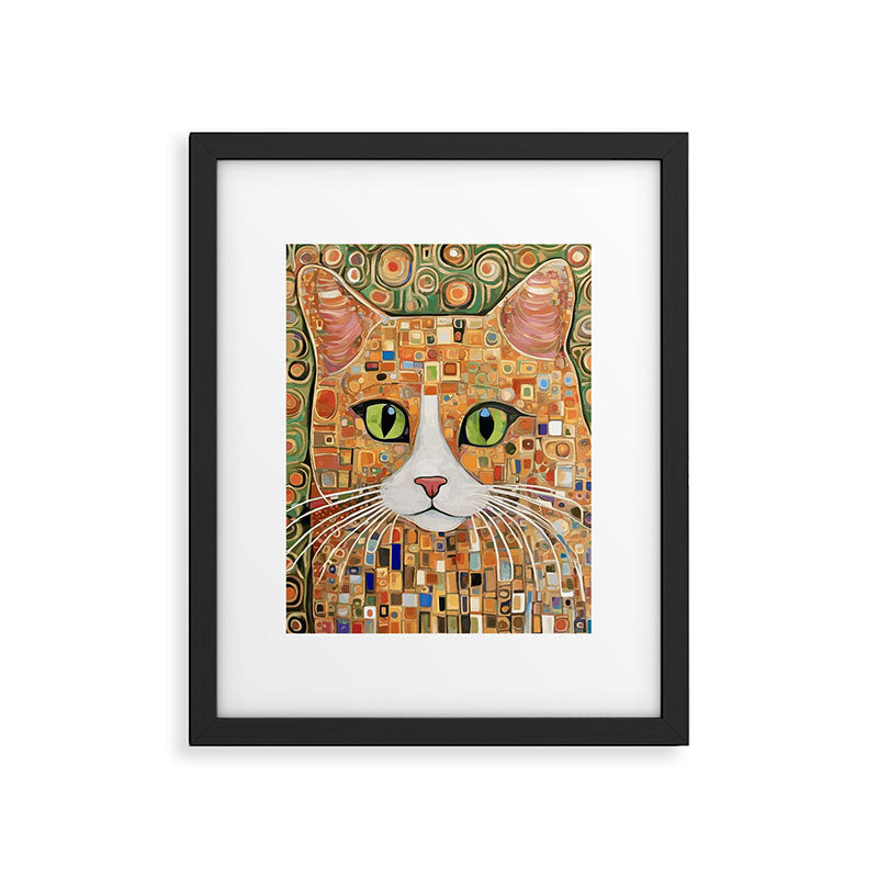 Klimt Cat with Green Eyes Framed Art Print Gallery Image 6