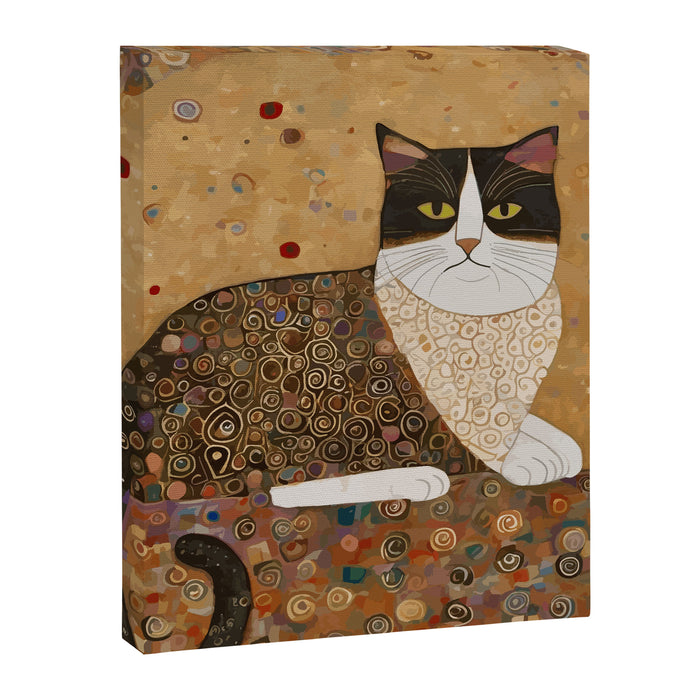 Klimt Cat with Ivory Scarf Canvas Print Gallery Image 1