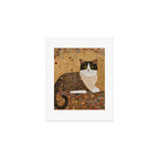 Klimt Cat with Ivory Scarf Art Print Gallery Image 1