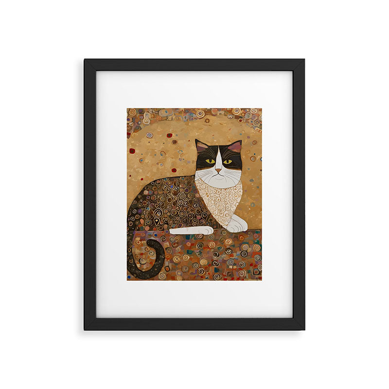 Klimt Cat with Ivory Scarf Framed Art Print Gallery Image 6