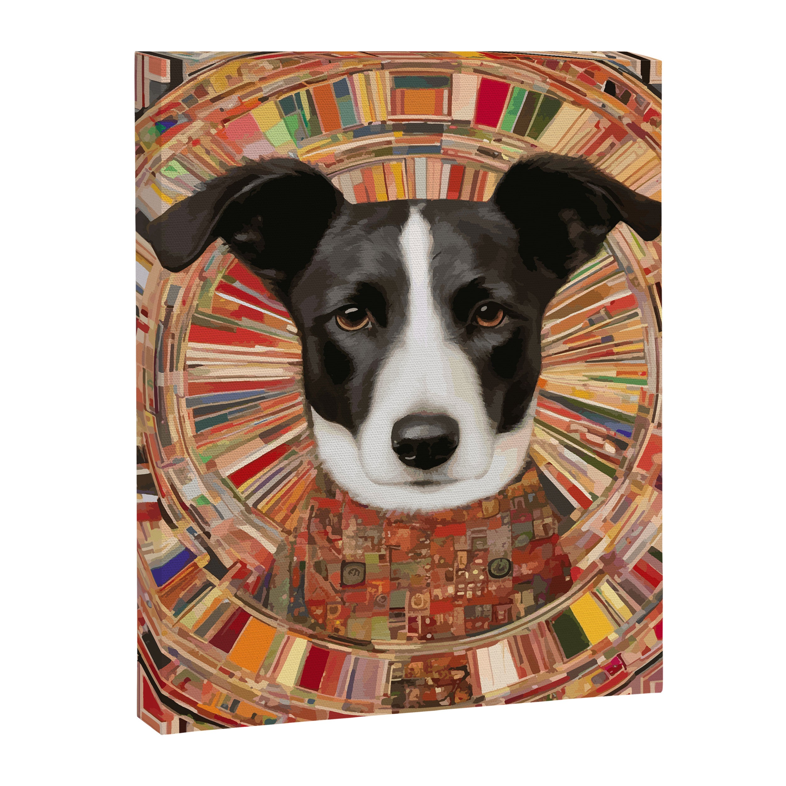 Klimt Dog Art Painting with Colorful Geometric Patterns Canvas Print Gallery Image 8