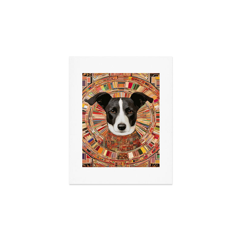 Klimt Dog Art Painting with Colorful Geometric Patterns Art Print Gallery Image 1