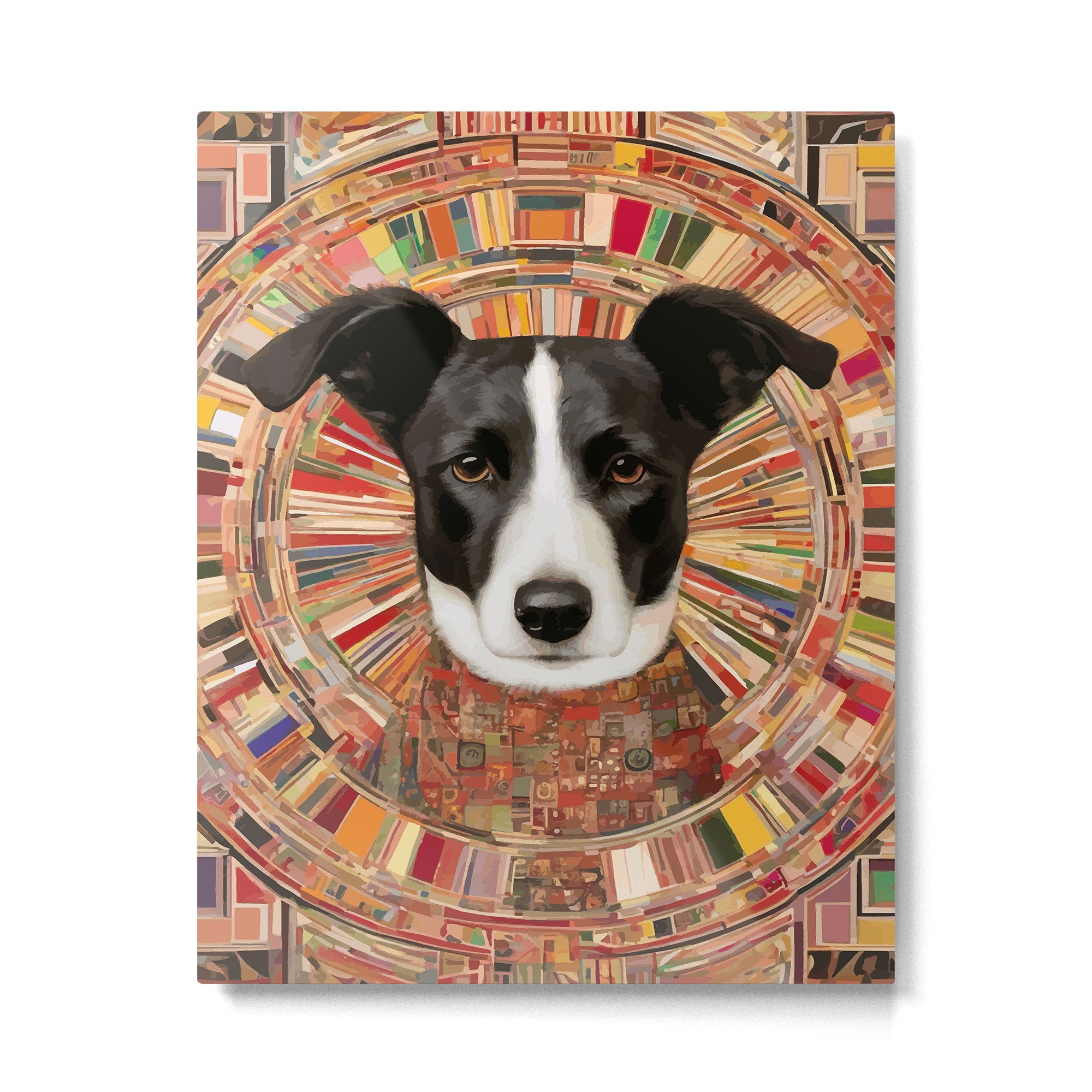Klimt Dog Art Painting with Colorful Geometric Patterns Metal Print Gallery Image 6