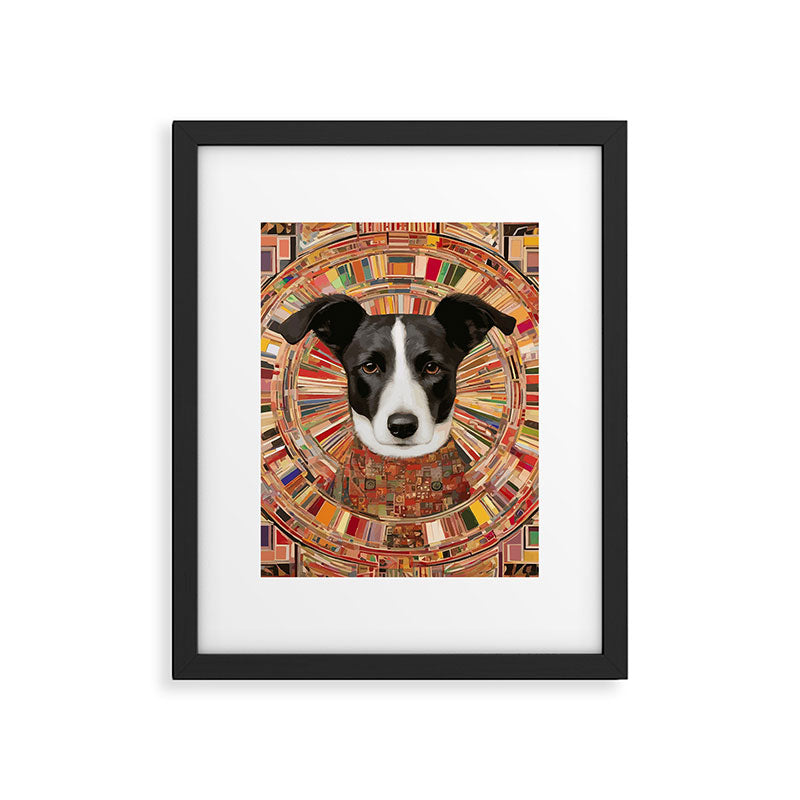 Klimt Dog Art Painting with Colorful Geometric Patterns Framed Art Print Gallery Image 6