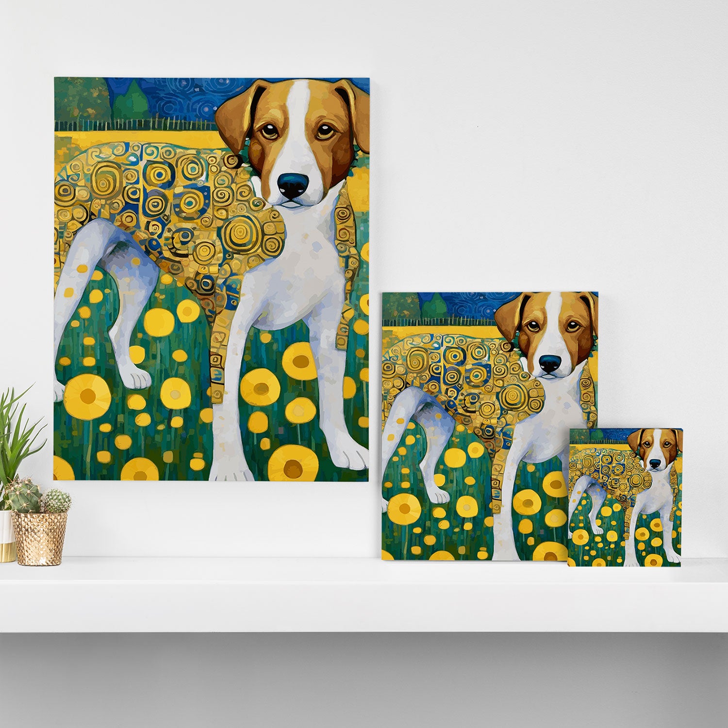 Klimt Dog in Flower Garden Landscape  Canvas Print Gallery Image 3