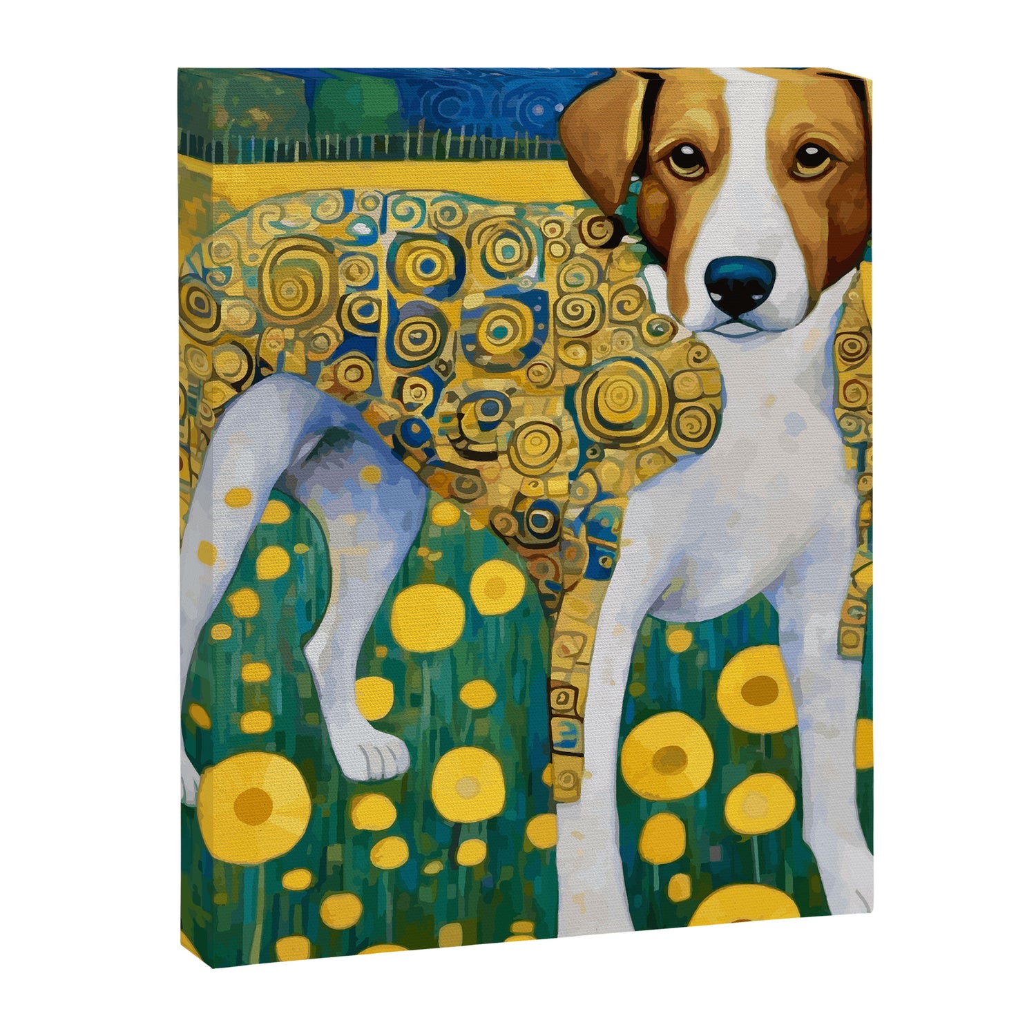Klimt Dog in Flower Garden Landscape  Canvas Print Gallery Image 3