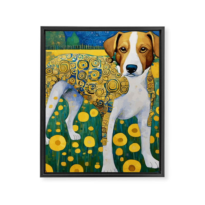 Klimt Dog in Flower Garden Landscape  Framed Canvas Print Gallery Image 1