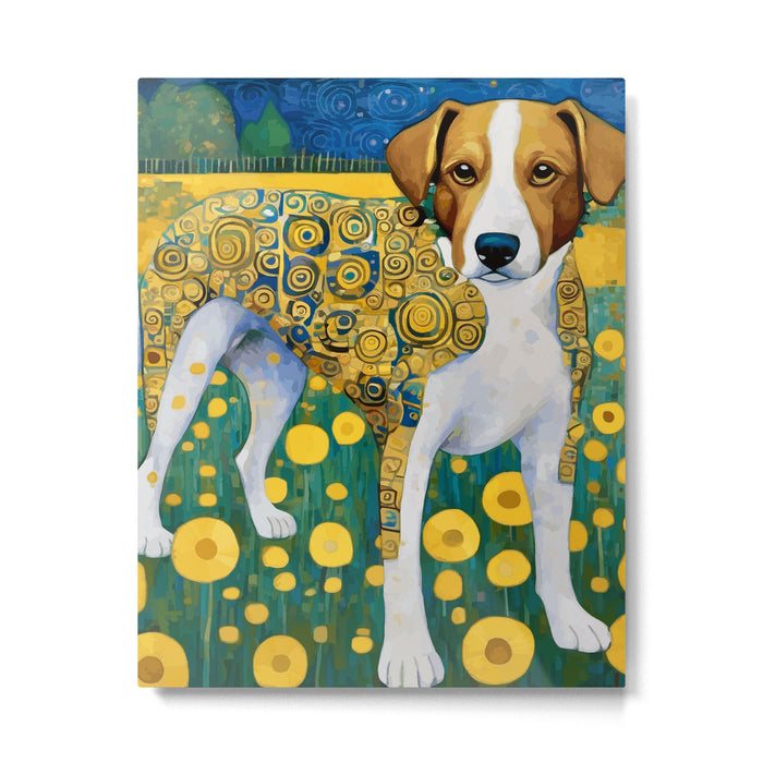 Klimt Dog in Flower Garden Landscape  Metal Print Gallery Image 1
