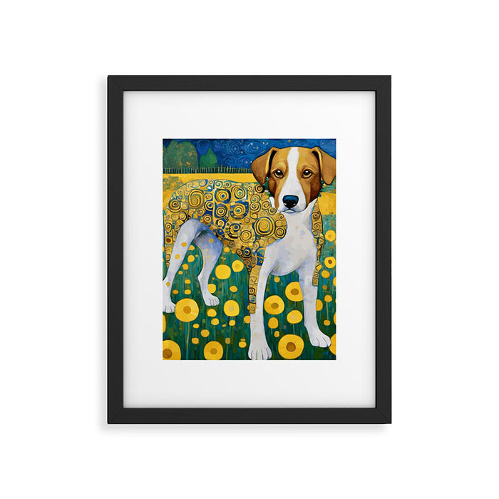 Klimt Dog in Flower Garden Landscape  Framed Art Print Gallery Image 1
