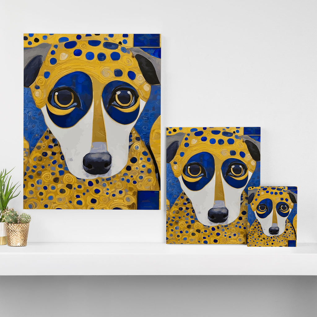 Klimt Dog with Blue and Gold Spots Canvas Print Gallery Image 3