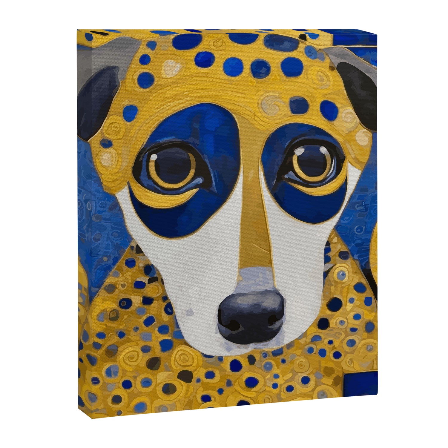 Klimt Dog with Blue and Gold Spots Canvas Print Gallery Image 3