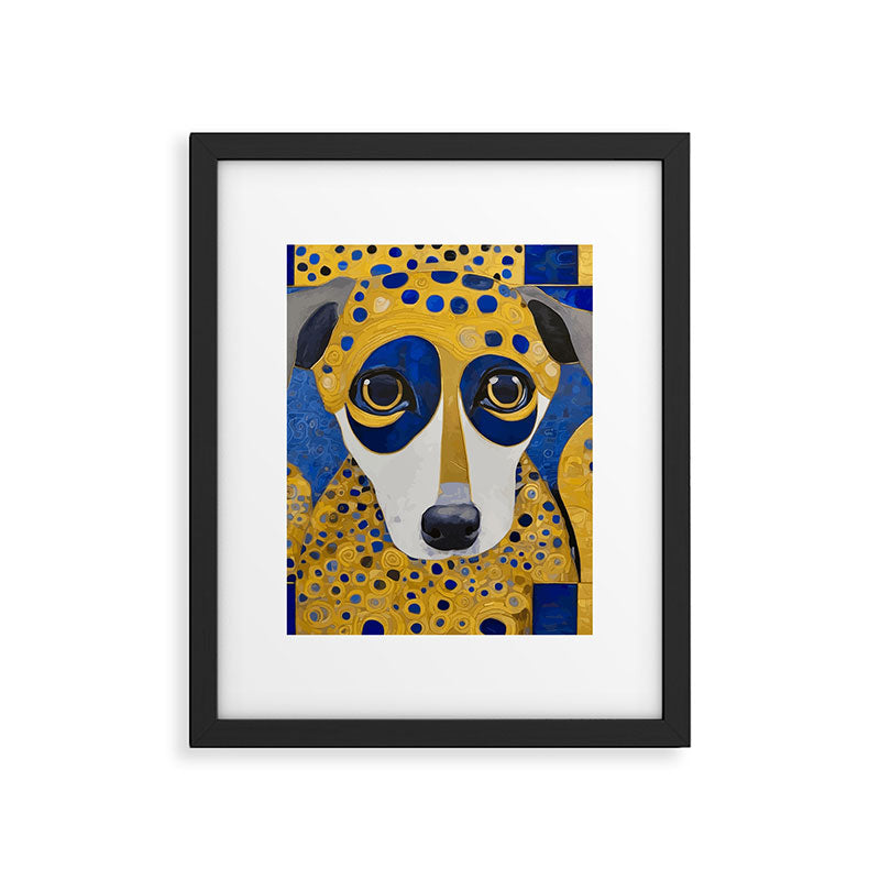 Klimt Dog with Blue and Gold Spots Framed Art Print Gallery Image 6