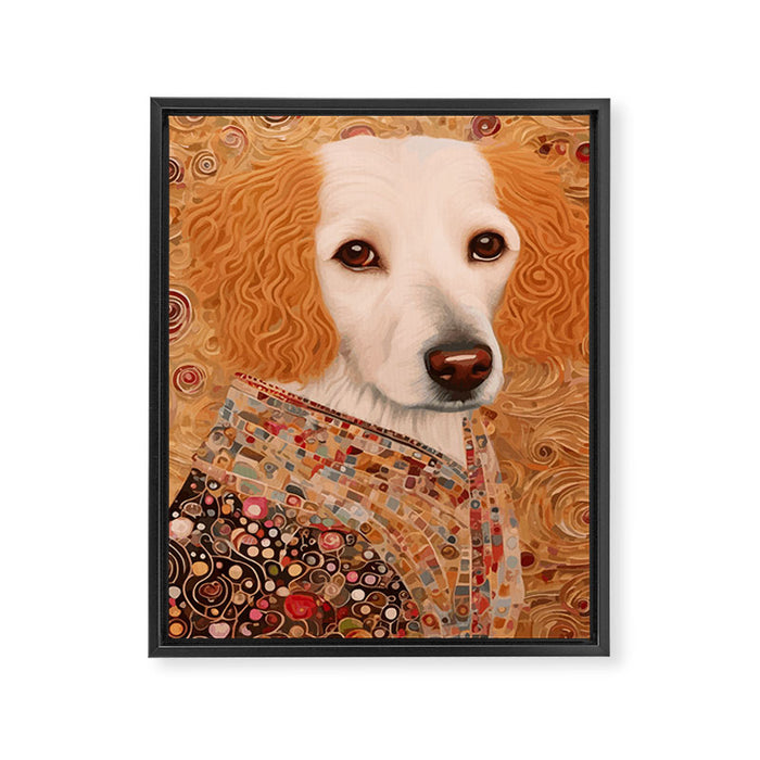 Klimt Dog with Brown Eyes Framed Canvas Print Gallery Image 1