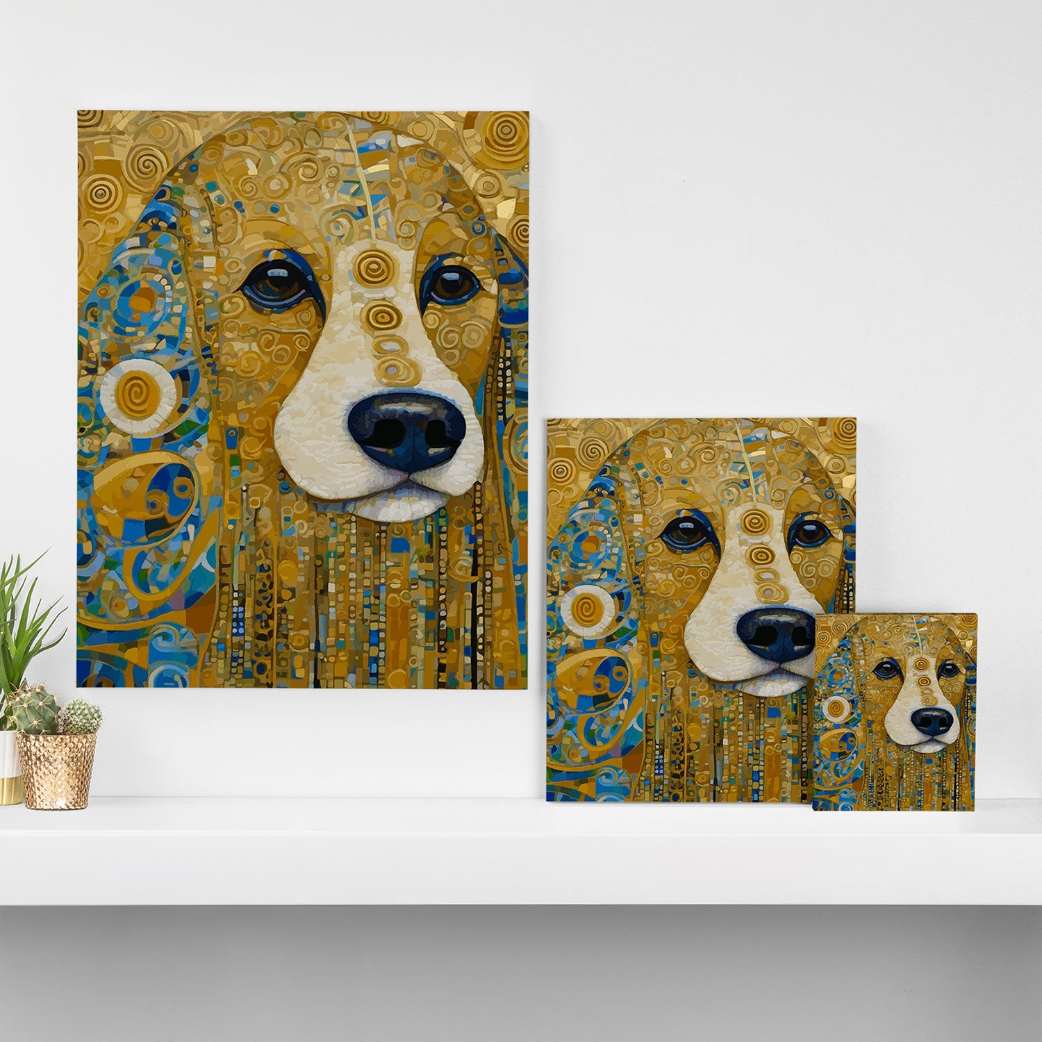 Klimt Dog with Brown Eyes Canvas Print Gallery Image 3