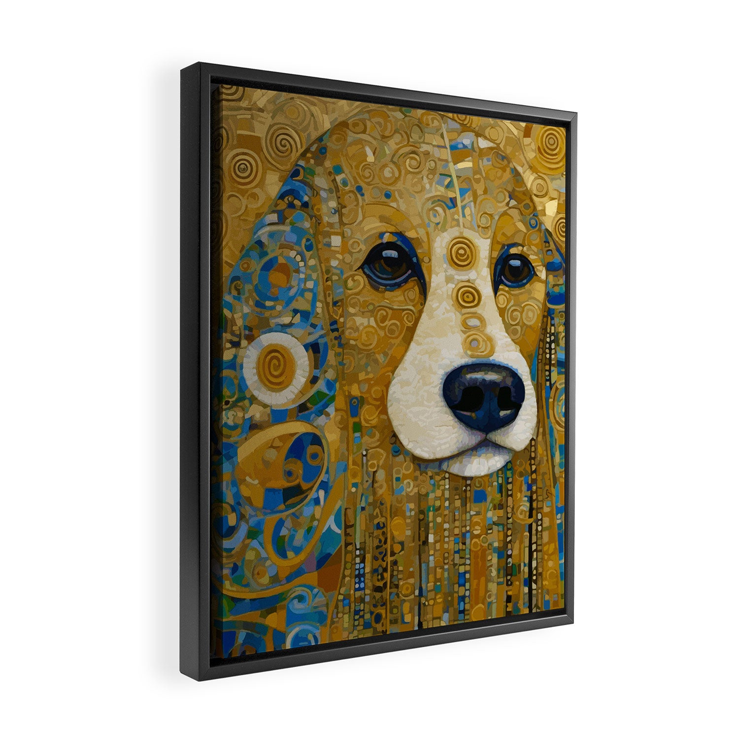 Klimt Dog with Brown Eyes Framed Canvas Print Gallery Image 2