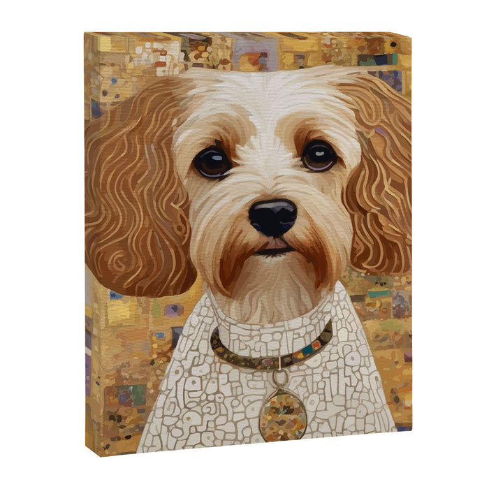 Klimt Dog with Colorful Geometric Background  Canvas Print Gallery Image 1