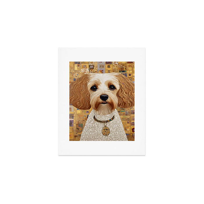 Klimt Dog with Colorful Geometric Background  Art Print Gallery Image 1