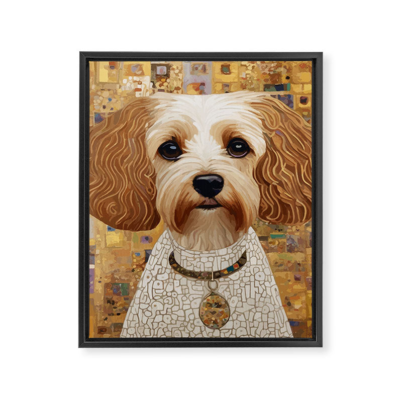Klimt Dog with Colorful Geometric Background  Framed Canvas Print Gallery Image 3