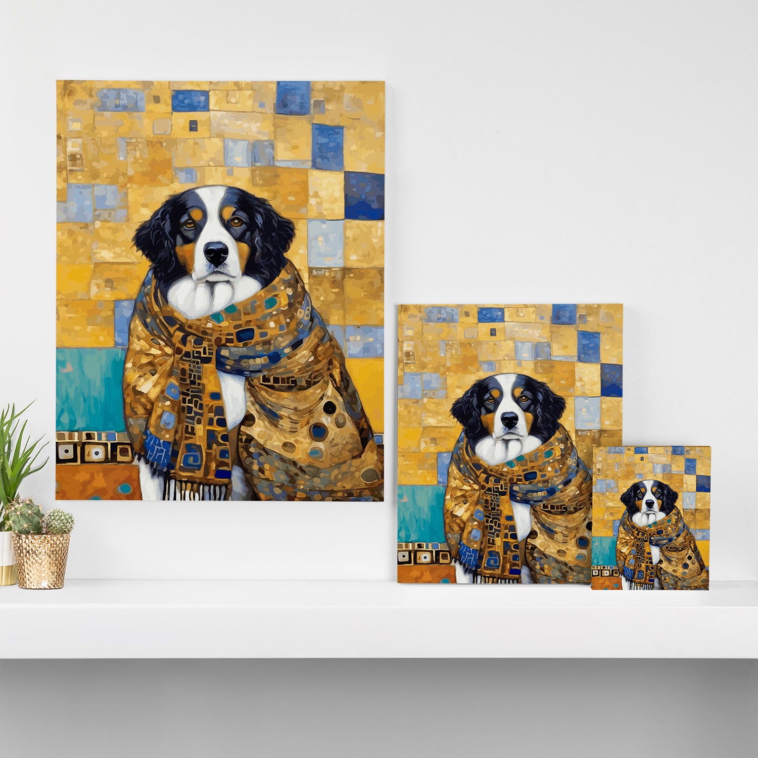 Klimt Dog with Colorful Shawl Canvas Print Gallery Image 3