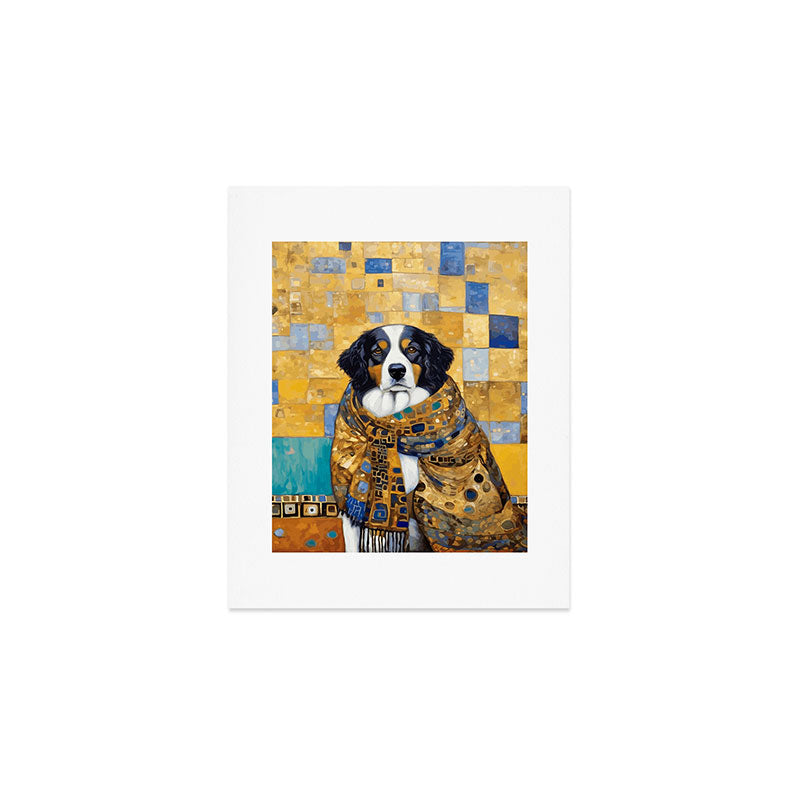 Klimt Dog with Colorful Shawl Art Print Gallery Image 1