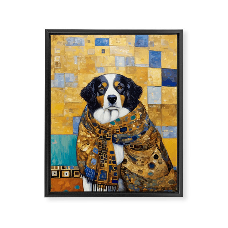 Klimt Dog with Colorful Shawl Framed Canvas Print Gallery Image 3