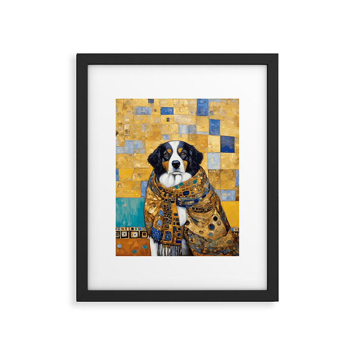 Klimt Dog with Colorful Shawl Framed Art Print Gallery Image 1