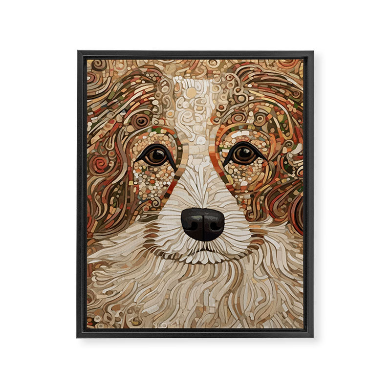 Klimt Dog with Curly Brown Hair Framed Canvas Print Gallery Image 3