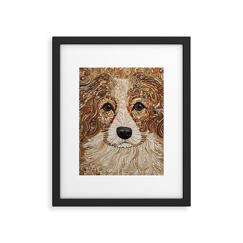 Klimt Dog with Curly Brown Hair Framed Art Print Gallery Image 6