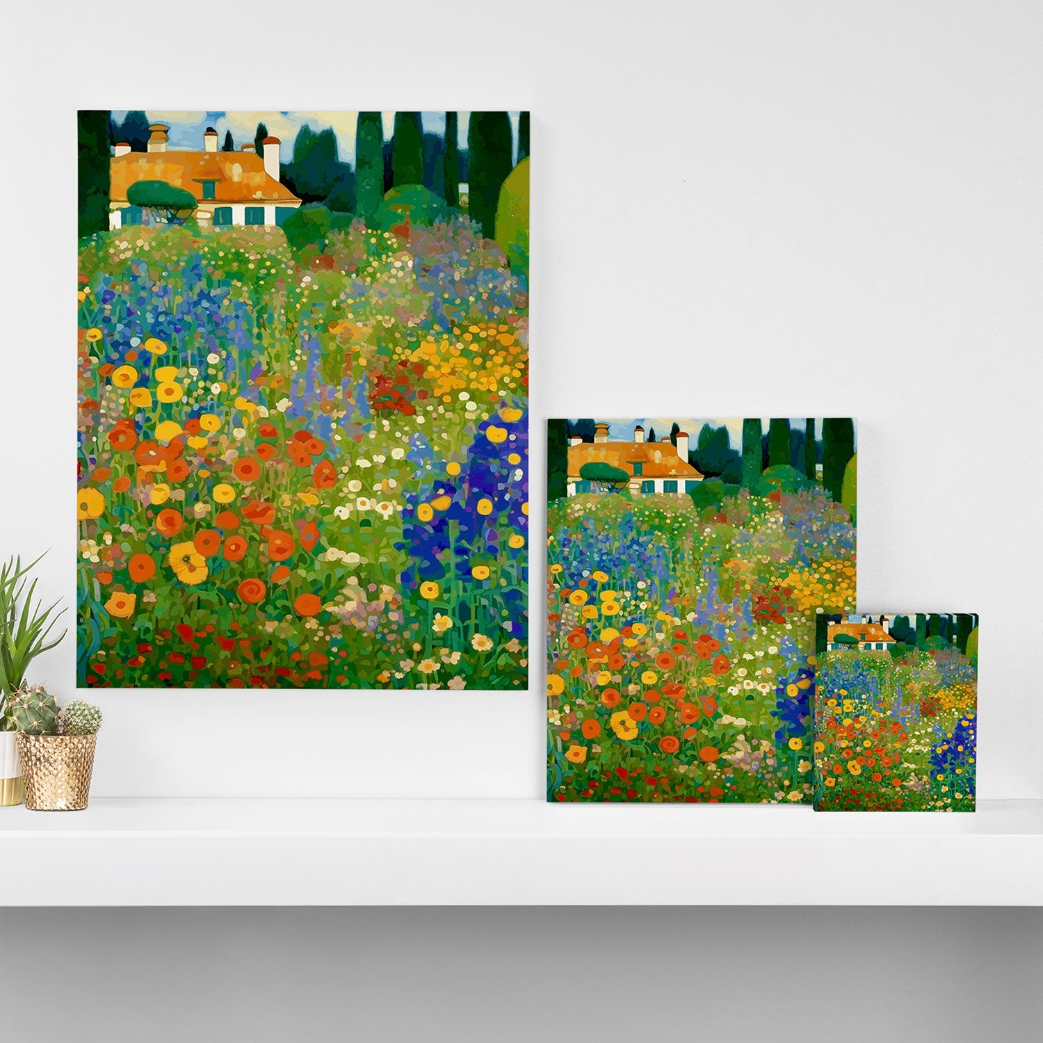 Klimt Flower Garden Colorful Landscape Canvas Print Gallery Image 3