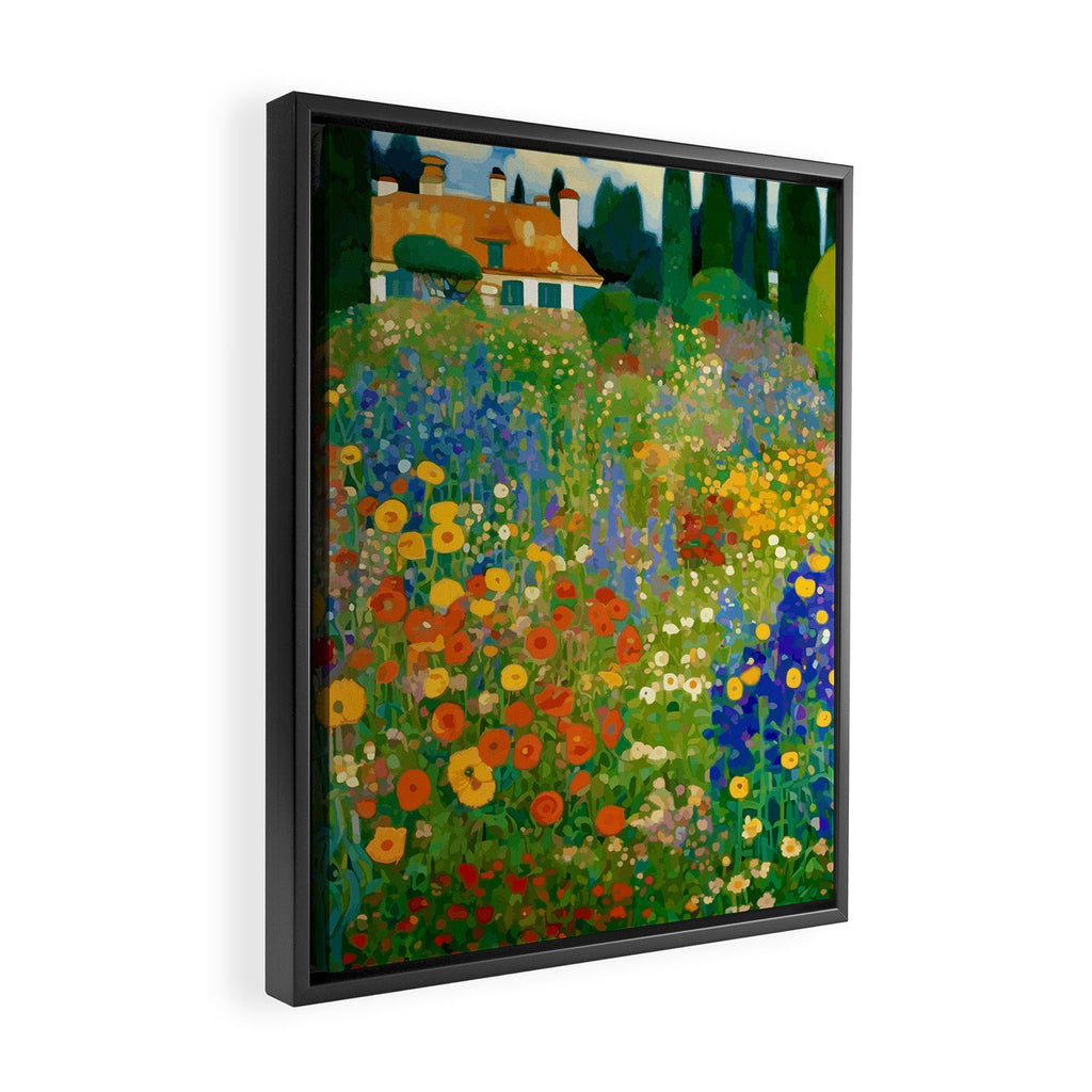 Klimt Flower Garden Colorful Landscape Framed Canvas Print Gallery Image 2