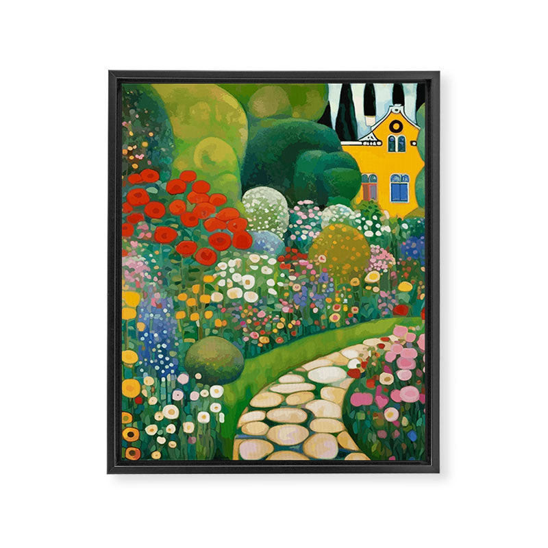 Klimt Garden Floral Landscape Framed Canvas Print Gallery Image 3