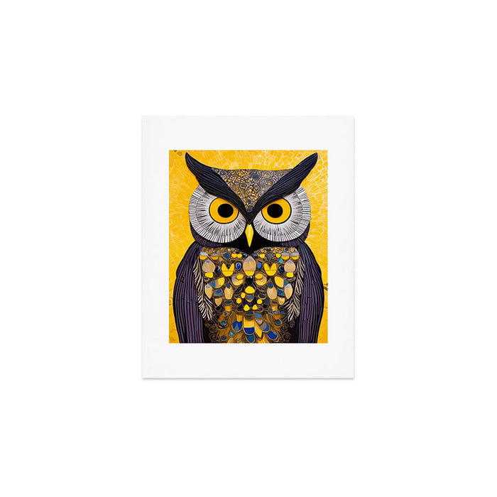 Klimt Owl with Yellow Eyes Art Print Gallery Image 1