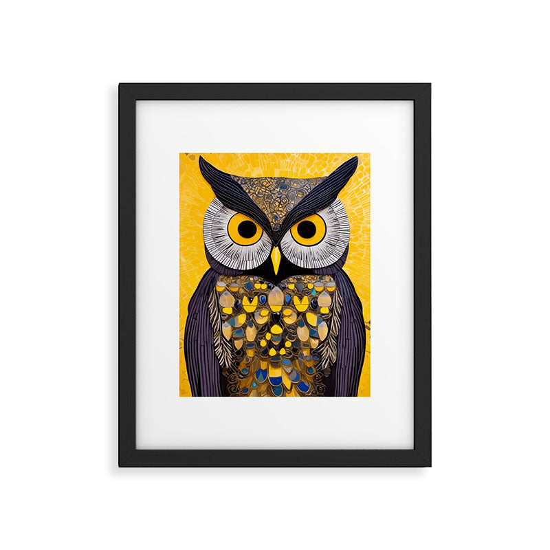 Klimt Owl with Yellow Eyes Framed Art Print Gallery Image 6