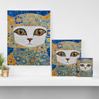 Klimt Space Cat in Blue and Gold Canvas Print Gallery Image 3