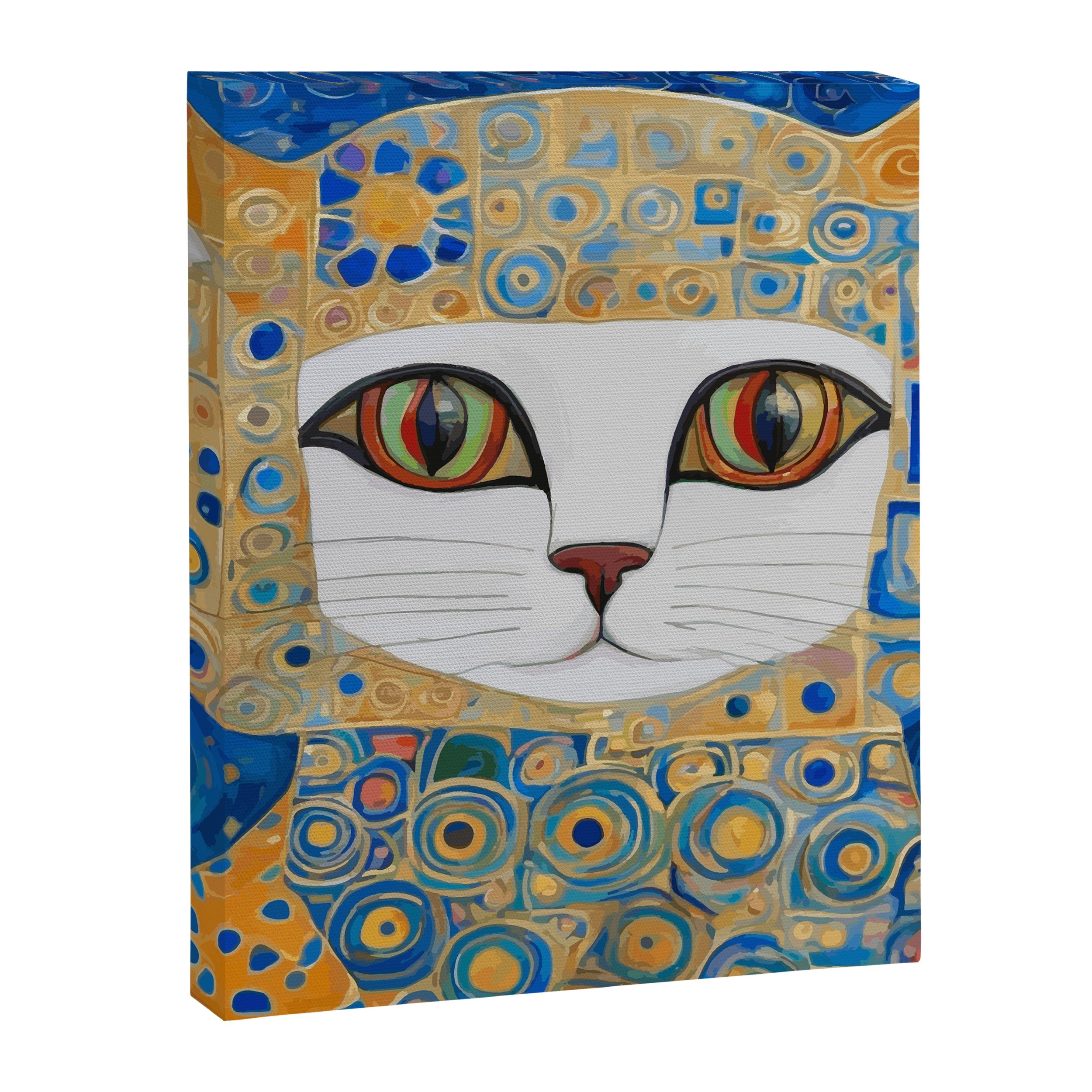 Klimt Space Cat in Blue and Gold Canvas Print Gallery Image 8