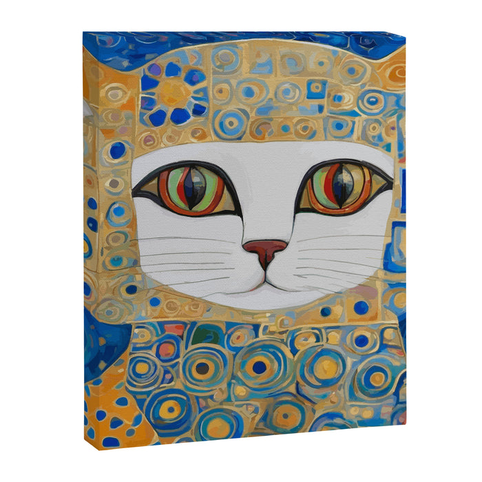 Klimt Space Cat in Blue and Gold Canvas Print Gallery Image 1