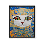 Klimt Space Cat in Blue and Gold Framed Canvas Print Gallery Image 8
