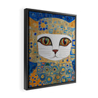 Klimt Space Cat in Blue and Gold Framed Canvas Print Gallery Image 2
