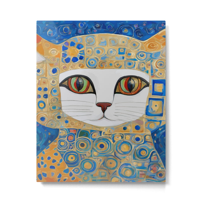 Klimt Space Cat in Blue and Gold Metal Print Gallery Image 1